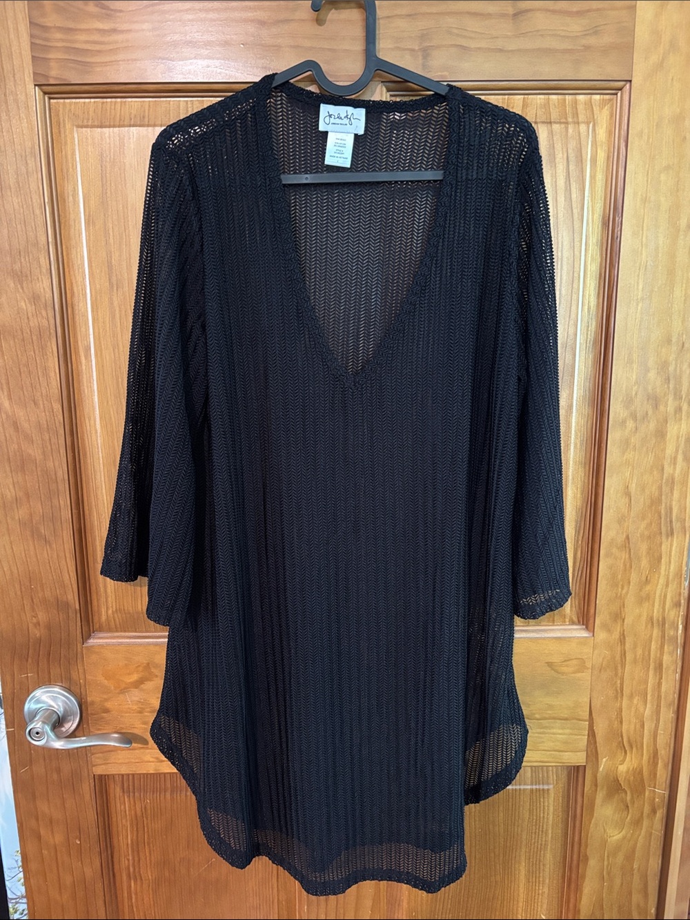 Jordan Taylor Black Sheer V-Neck Mesh Swim Coverup
